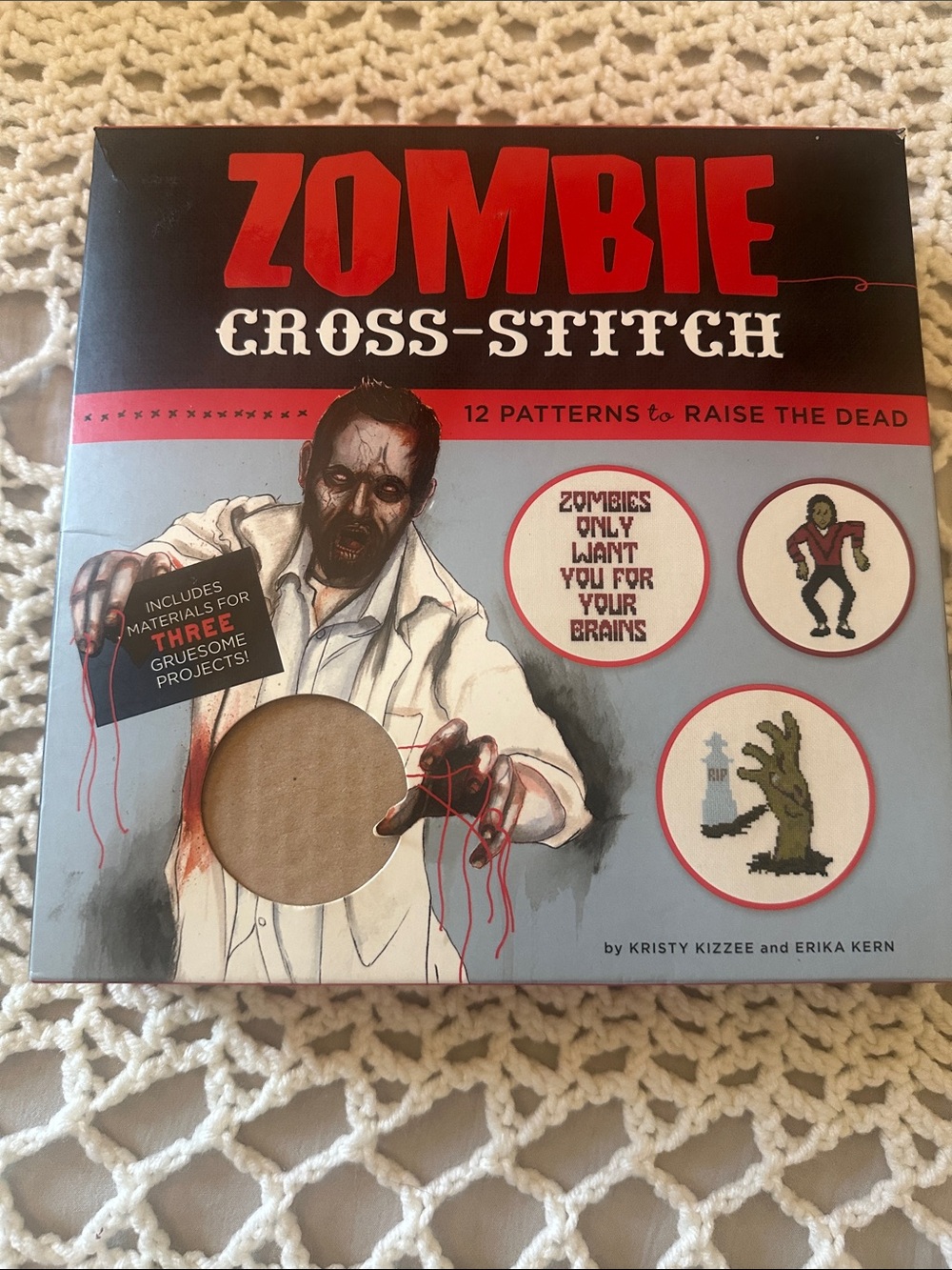 Zombie Cross-Stitch Pattern Book kit  - Red, Black, new never used